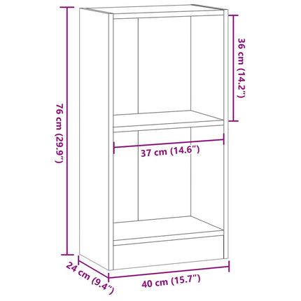 Bokhylla rökfärgad ek 40x24x76 cm konstruerat trä