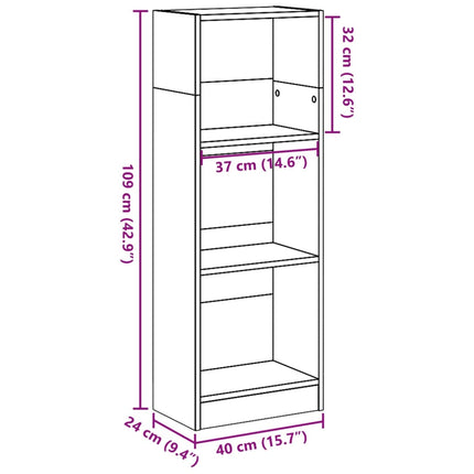Bokhylla rökfärgad ek 40x24x109 cm konstruerat trä