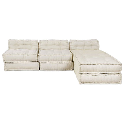 Modulsofa enhet 4 pcs Gräddvit Tyg