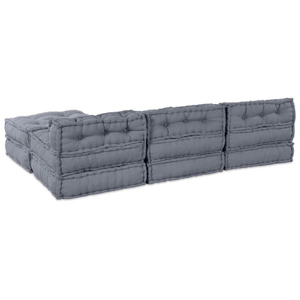 Modulsofa enhet 4 pcs Grå Tyg