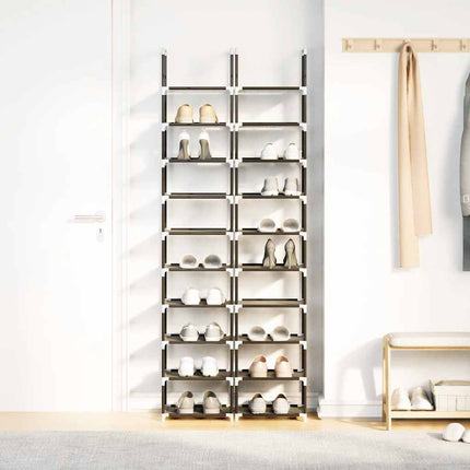 Skohyllor 2 st svart 10-vånings svart 33x33x174 cm fiberduk