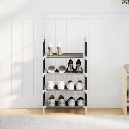 Skohylla 4 hyllor svart 44x28x77 cm fiberduk