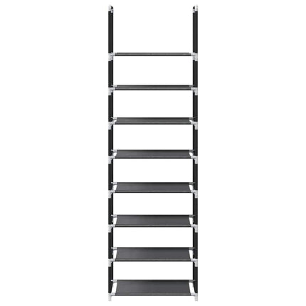 Skohylla 8 hyllor svart 44x28x145 cm fiberduk