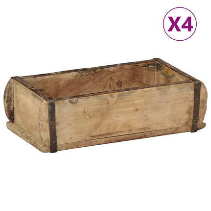 Bricka 4 st Brun 30 x 15 x 9 cm Solid återvunnen trä