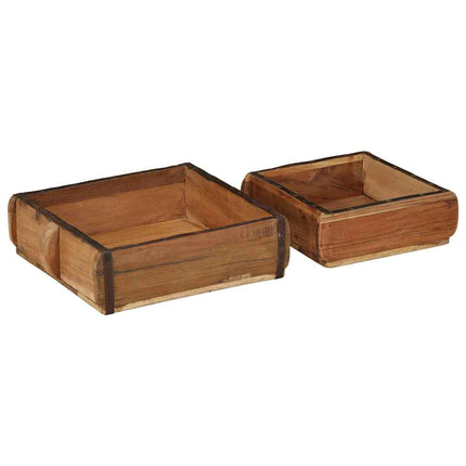 Bricka 2 pcs Brun 29 x 31 x 10 cm Solid återvunnen trä