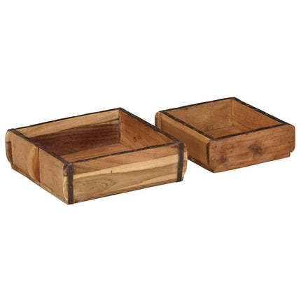 Bricka 2 pcs Brun 29 x 31 x 10 cm Solid återvunnen trä