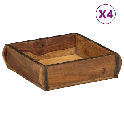 Bricka 4 pcs Brun 29 x 31 x 10 cm Solid återvunnen trä