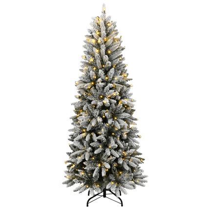 Plastgran med 300 LEDs och snö 210 cm