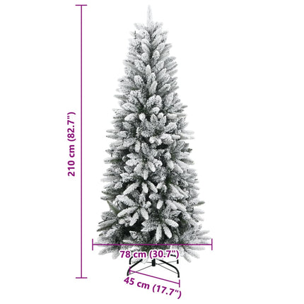 Plastgran med 300 LEDs och snö 210 cm