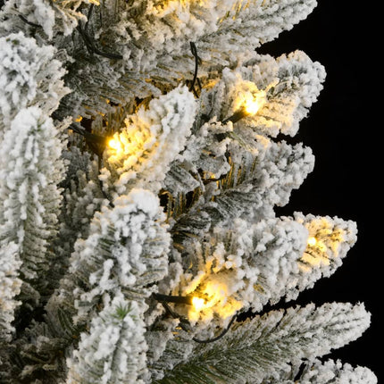 Plastgran med 300 LEDs och snö 210 cm