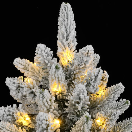 Plastgran med 300 LEDs och snö 240 cm