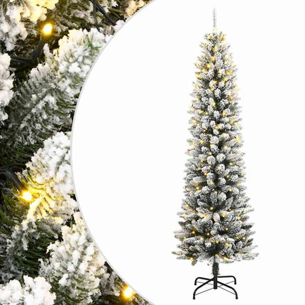Plastgran med 150 LEDs och snö 120 cm