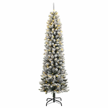 Plastgran med 150 LEDs och snö 120 cm