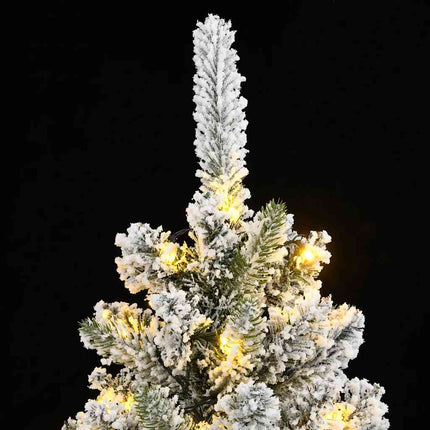 Plastgran med 150 LEDs och snö 120 cm