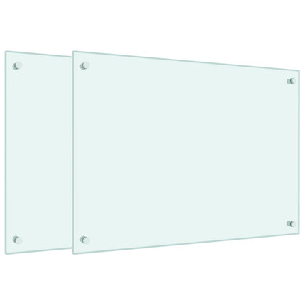 Stänkskydd 2 st vit 70x50 cm härdat glas