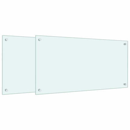 Stänkskydd 2 st vit 80x40 cm härdat glas