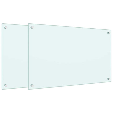 Stänkskydd 2 st vit 80x50 cm härdat glas