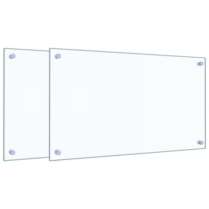 Stänkskydd 2 st transparent 70x40 cm härdat glas