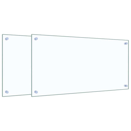 Stänkskydd 2 st transparent 80x40 cm härdat glas