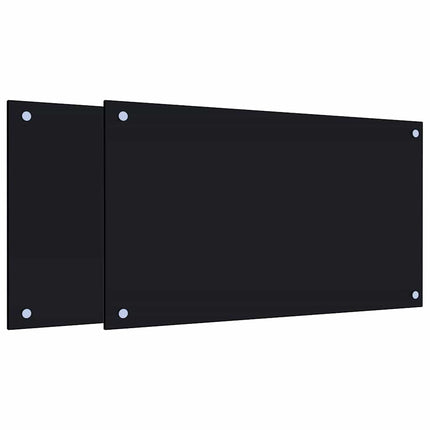 Stänkskydd 2 st svart 70x40 cm härdat glas