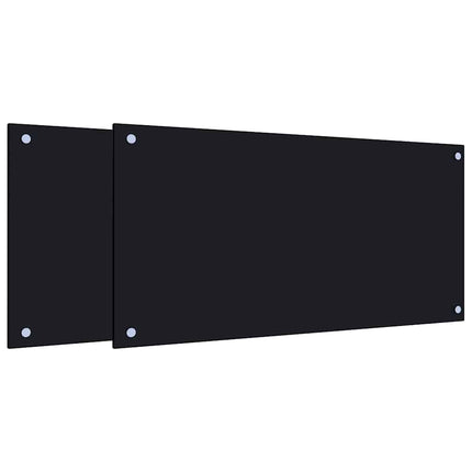 Stänkskydd 2 st svart 80x40 cm härdat glas