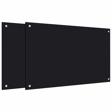 Stänkskydd 2 st svart 80x50 cm härdat glas