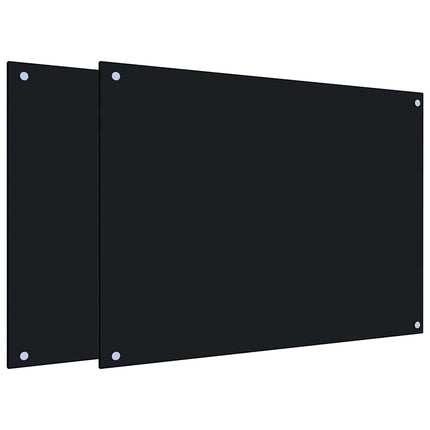 Stänkskydd 2 st svart 80x60 cm härdat glas