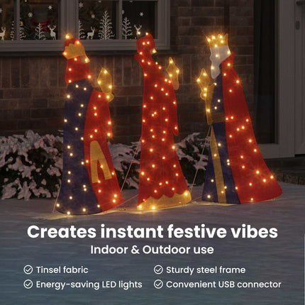 3 vise männens julbelysning 3 st Varmvit 105 cm tyg LED-lampor