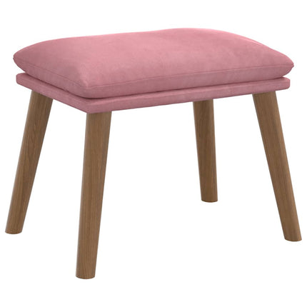 Gungstol med fotpall rosa sammet