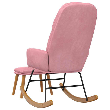 Gungstol med fotpall rosa sammet
