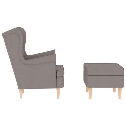 Fåtölj med fotpall taupe tyg