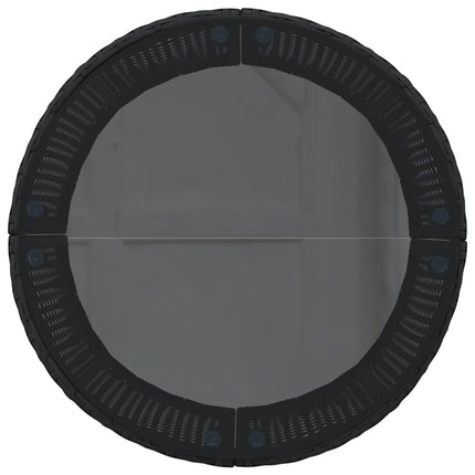 Trädgårdssoffa med bord och dynor halvrund svart konstrotting