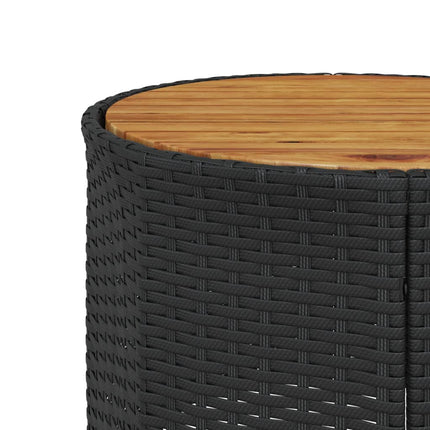 Trädgårdssoffa med bord och dynor halvrund svart konstrotting