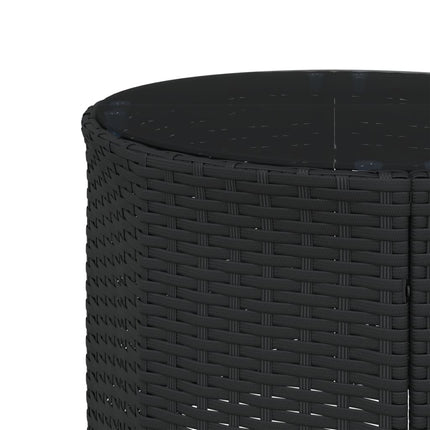 Trädgårdssoffa med bord och dynor rund svart konstrotting