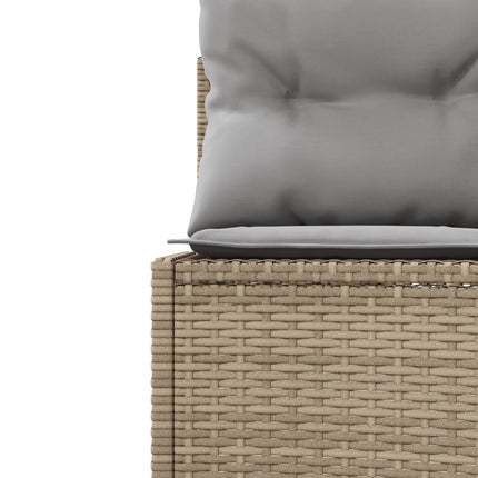 Trädgårdssoffa med bord och dynor rund beige konstrotting