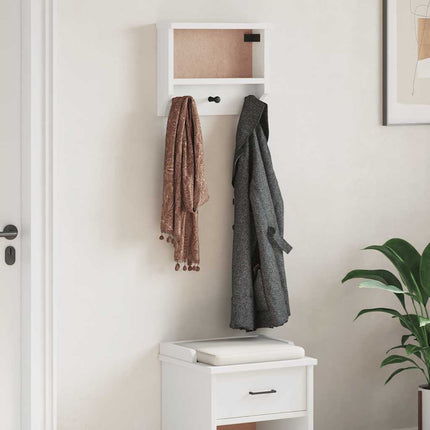 Vägghängd klädhängare SANDNES vit 45x12x35 cm massiv trä furu