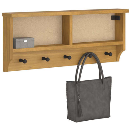 Vägghängd klädhängare SANDNES 87x12x35 cm massiv trä furu