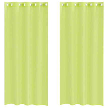Voile gardiner med genomföringar 2 st äppelgrön 140x225 cm