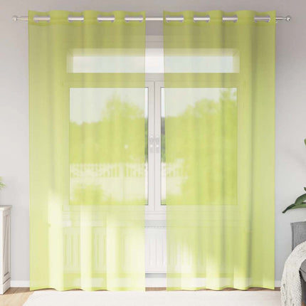 Voile gardiner med genomföringar 2 st äppelgrön 140x225 cm