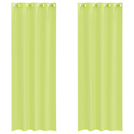Voile gardiner med genomföringar 2 st äppelgrön 140x260 cm