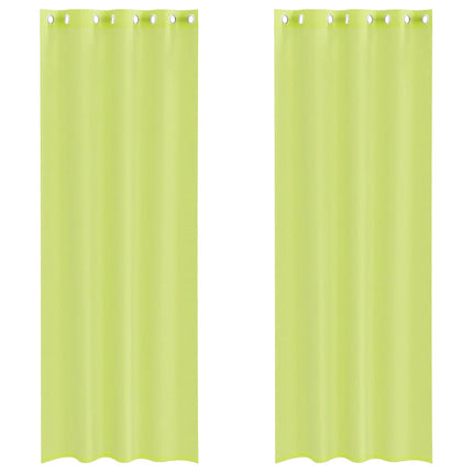 Voile gardiner med genomföringar 2 st äppelgrön 140x300 cm