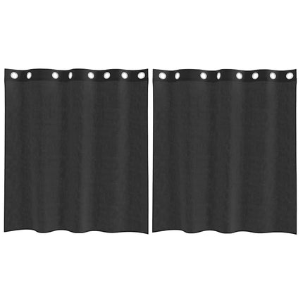 Voile gardiner med genomföringar 2 st svart 140x140 cm