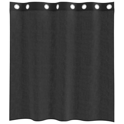 Voile gardiner med genomföringar 2 st svart 140x140 cm