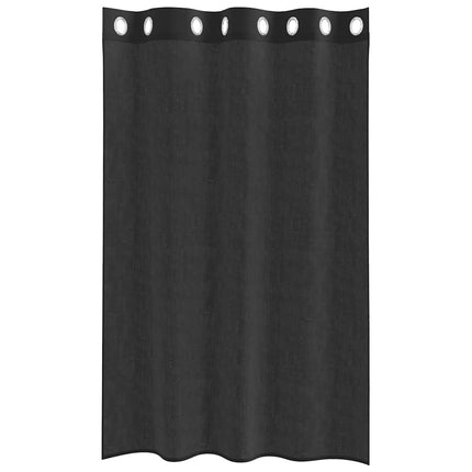 Voile gardiner med genomföringar 2 st svart 140x175 cm
