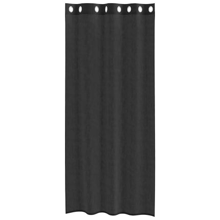Voile gardiner med genomföringar 2 st svart 140x225 cm