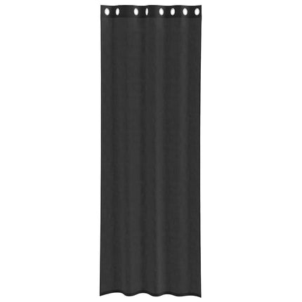Voile gardiner med genomföringar 2 st svart 140x300 cm