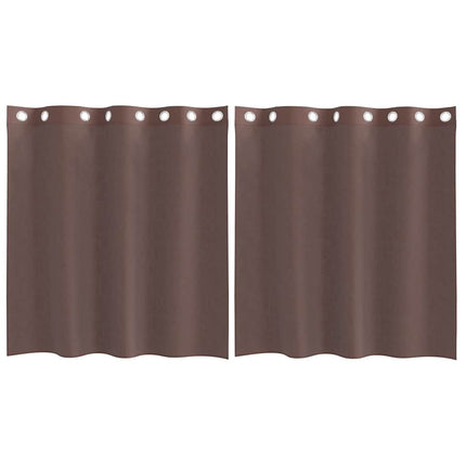 Voile gardiner med genomföringar 2 st brun 140x140 cm