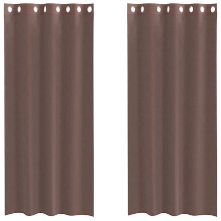 Voile gardiner med genomföringar 2 st brun 140x225 cm