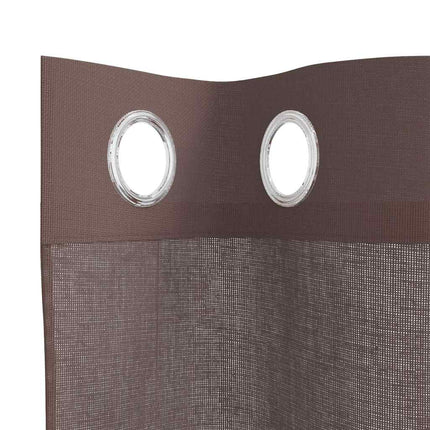 Voile gardiner med genomföringar 2 st brun 140x225 cm