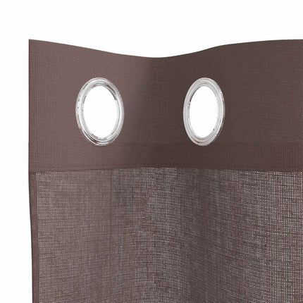 Voile gardiner med genomföringar 2 st brun 140x245 cm